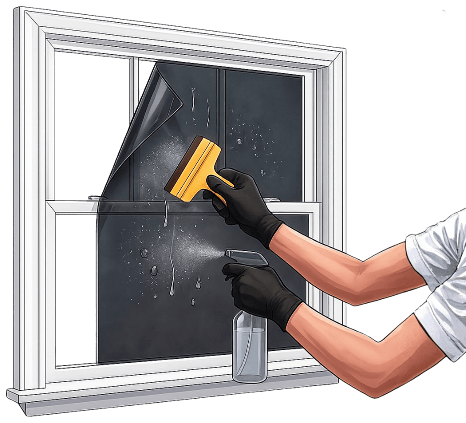 Residential window film on a large living-room window